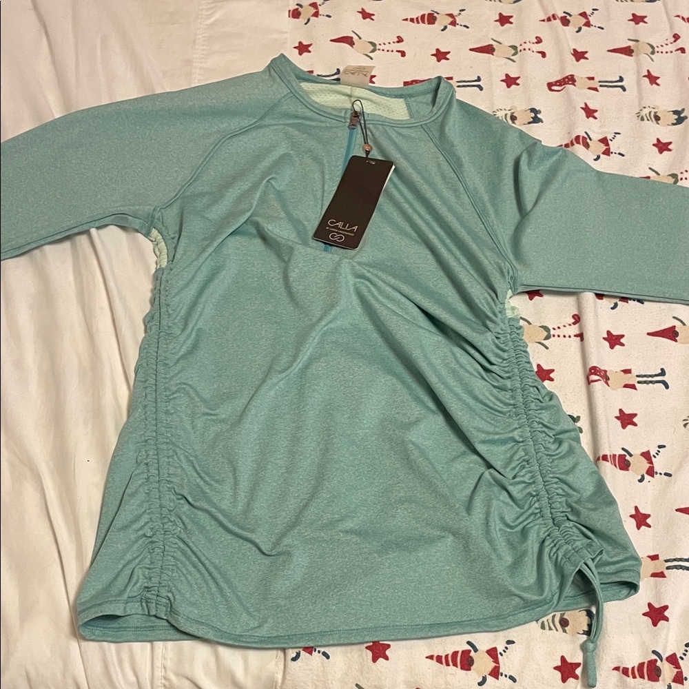 CALIA by Carrie Underwood Seafoam Zip-Front Active Top